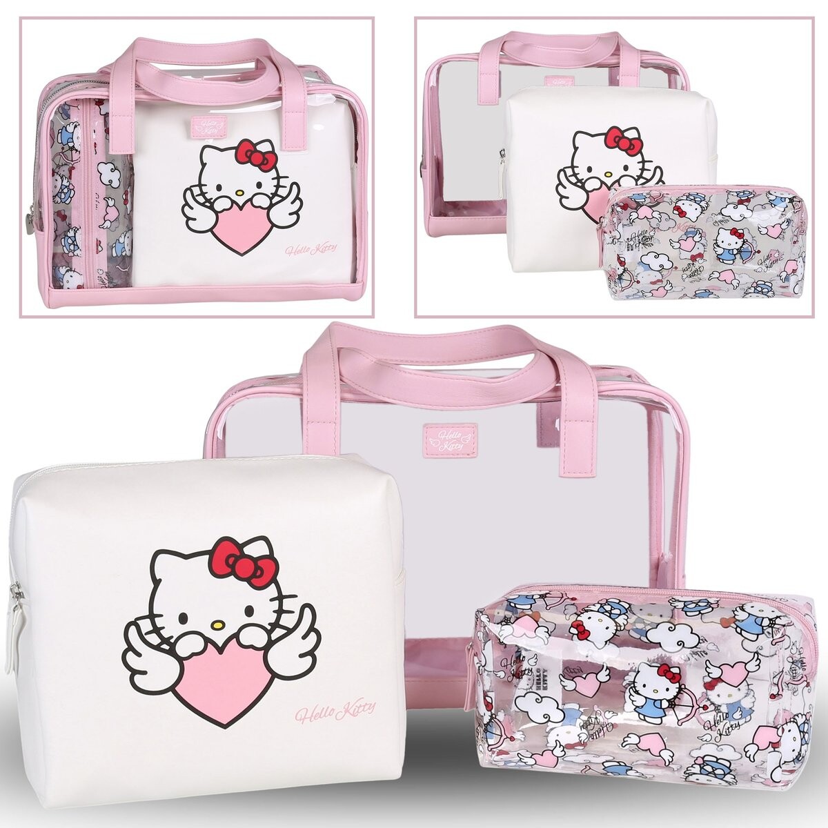 

Hello Kitty Набор дорожных косметичек бело-розового цвета на молнии, 3 шт Disney