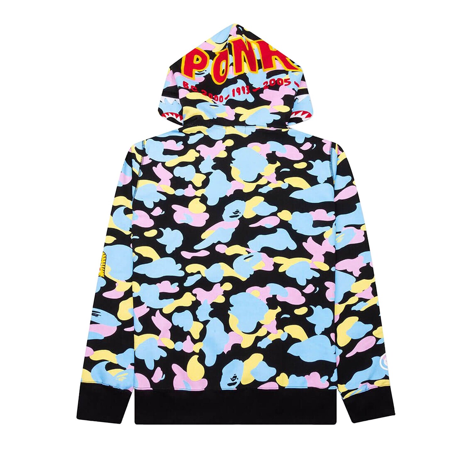 BAPE Multi Camo 2nd Shark толстовка на молнии с полной молнией, цвет черный — фото 2