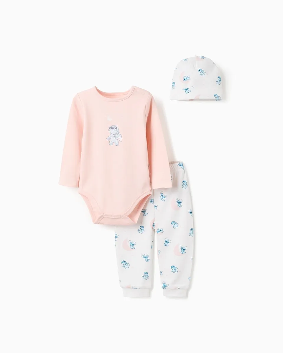 

Детский комплект с рисунком Стич и застежками-автоматами Zippy, розовый