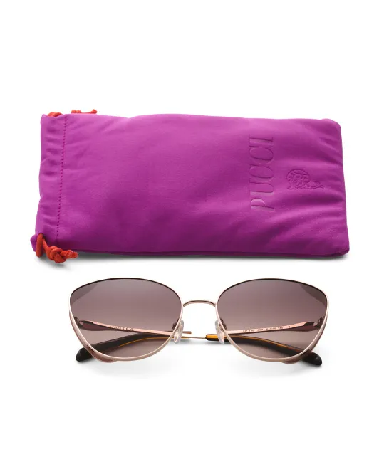 

Солнцезащитные очки «кошачий глаз» 61 мм Emilio Pucci, цвет Shiny Rose Gold
