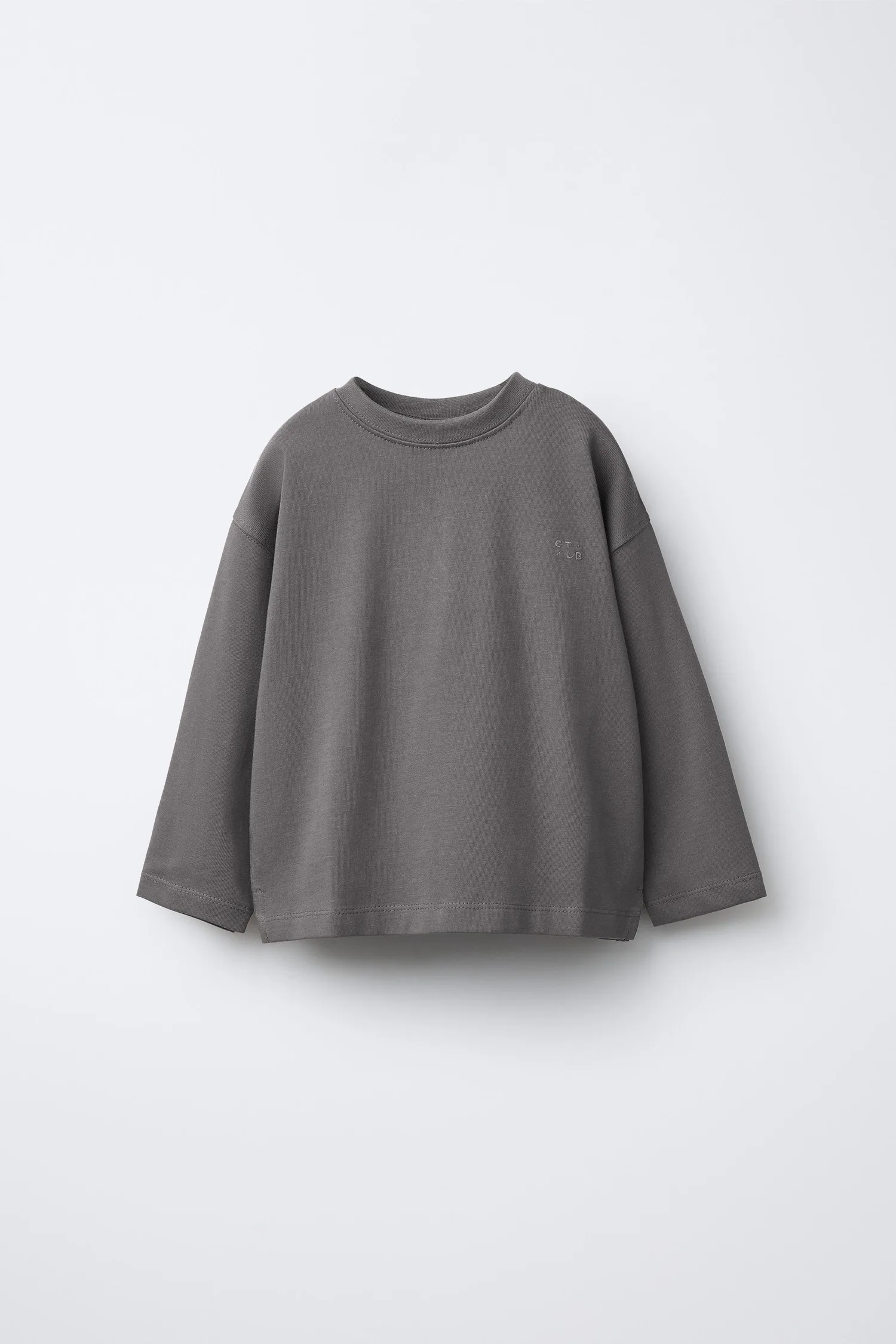 Вышитая плотная футболка Zara, жемчужно-серый