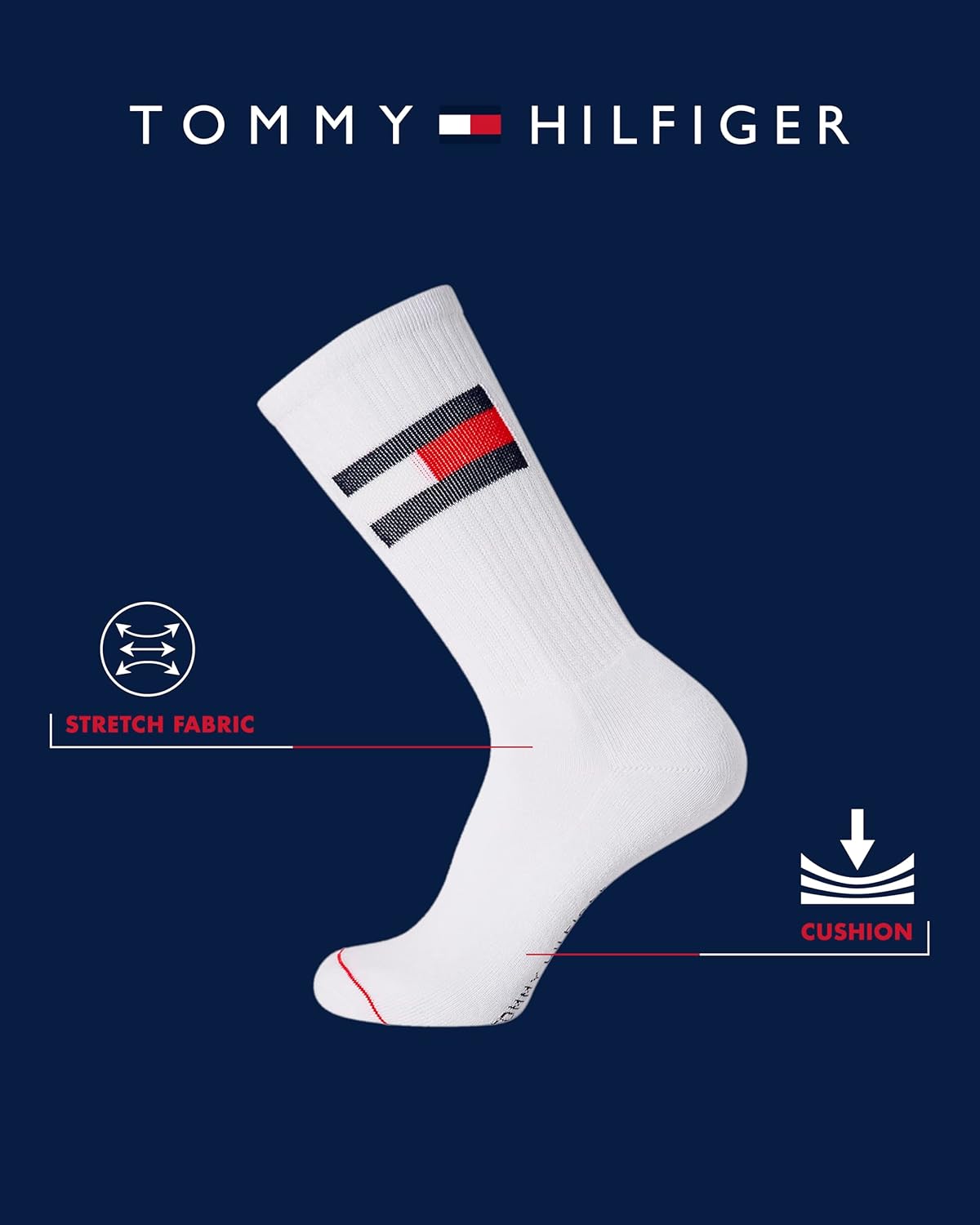 Мужские носки Calvin Klein Crew Socks - 8 пар легких спортивных носков из хлопковой смеси длиной до щиколотки для мужчин (размеры 7-12), Premium White — фото 3