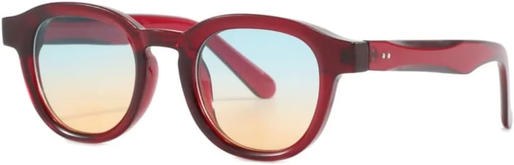 

Модные круглые солнцезащитные очки для женщин в стиле ретро с прозрачной оправой и линзами цвета океана, защита от УФ-излучения UV400, мужские солнцезащитные очки с заклепками для вечеринок и пляжа SZVVBKK, Red Blue