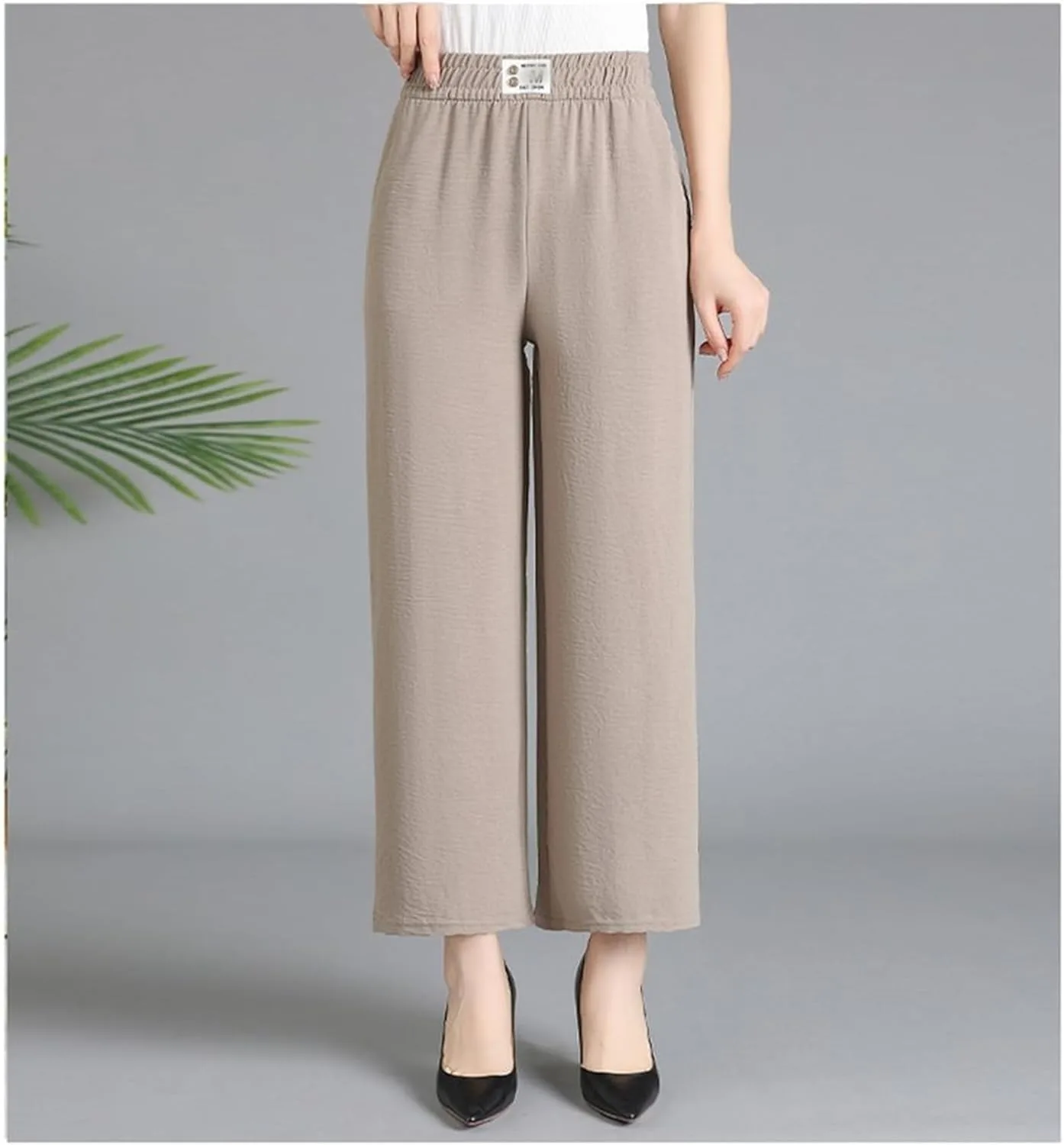 Женские брюки Perfect Drape с высокой посадкой на резинке, широкие, с карманами, из стрейч-айс шелка Generic, хаки — фото 2