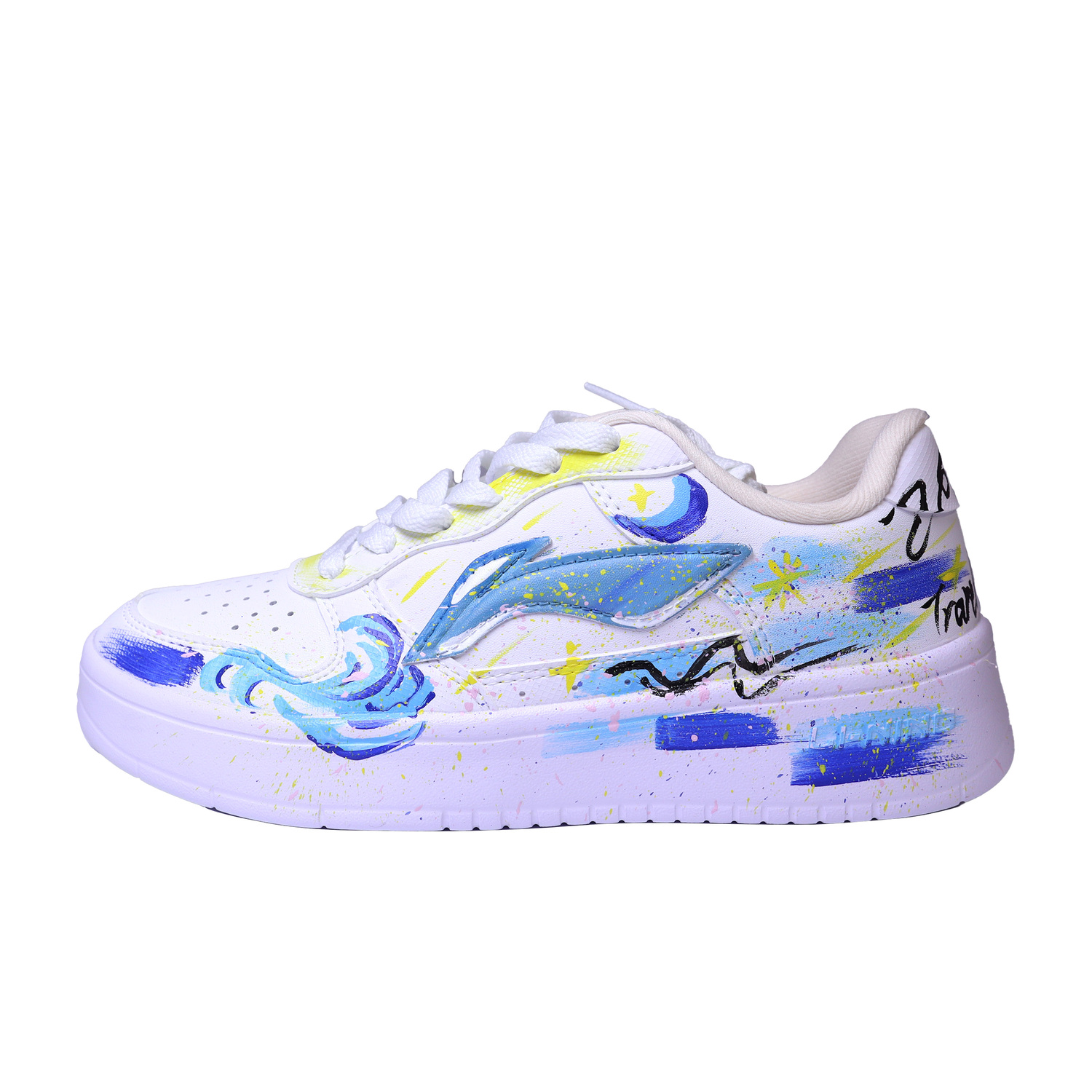 

Понтонные лодки легкие и дышащие низкие кроссовки для скейтбординга unisex LINING, синий белый желтый