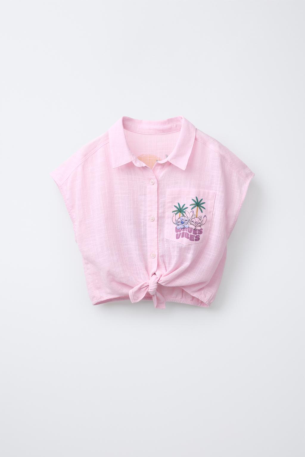 

Рубашка с узлом lilo & stitch disney ZARA, розовый