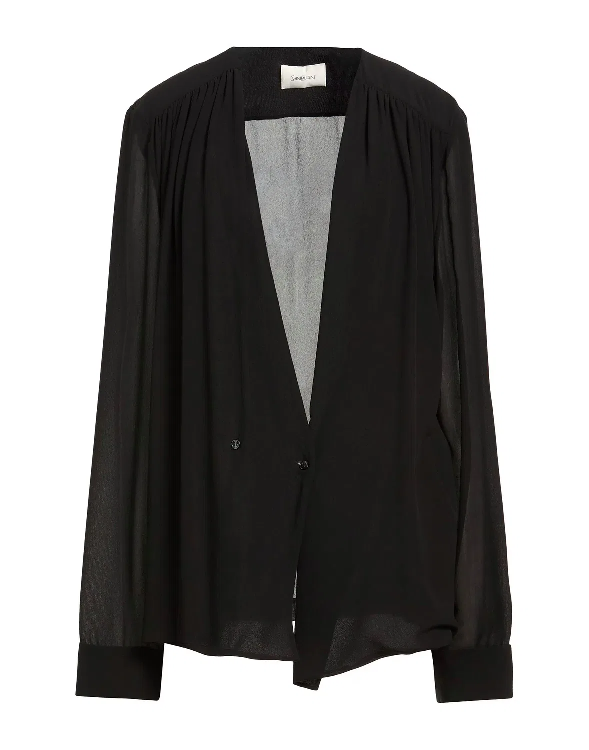 Женская рубашка из крепа с длинным рукавом Saint Laurent, черный