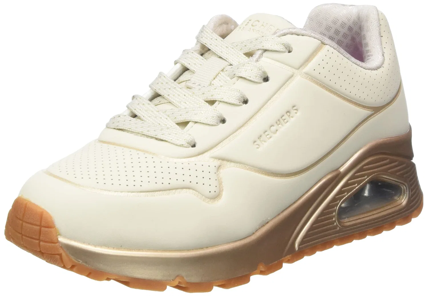 Детские кроссовки для девочек с платформой Uno Gen1 Cool Heels Skechers, Natural Synthetic Trim