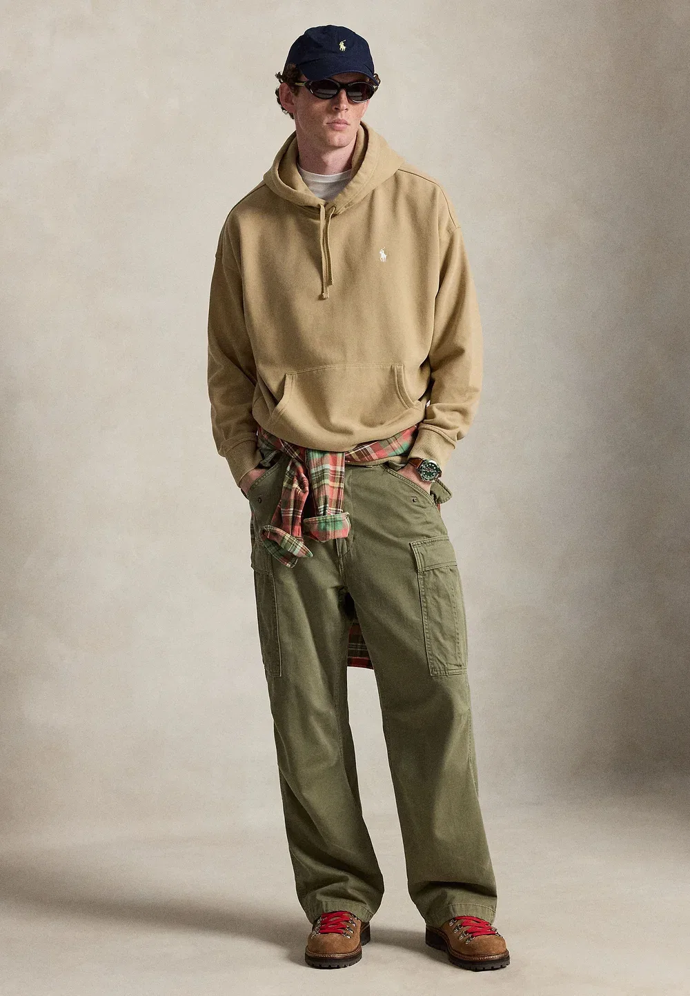 Толстовка свободного кроя из флиса с логотипом - худи Polo Ralph Lauren, Vintage Khaki — фото 2