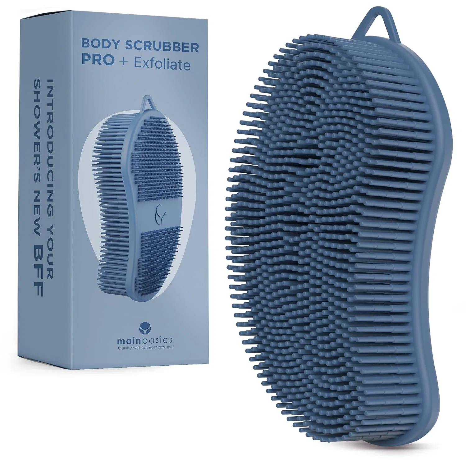 Силиконовый скраб для тела, MainBasics, Двусторонняя мочалка, Exfoliation, Dark Blue