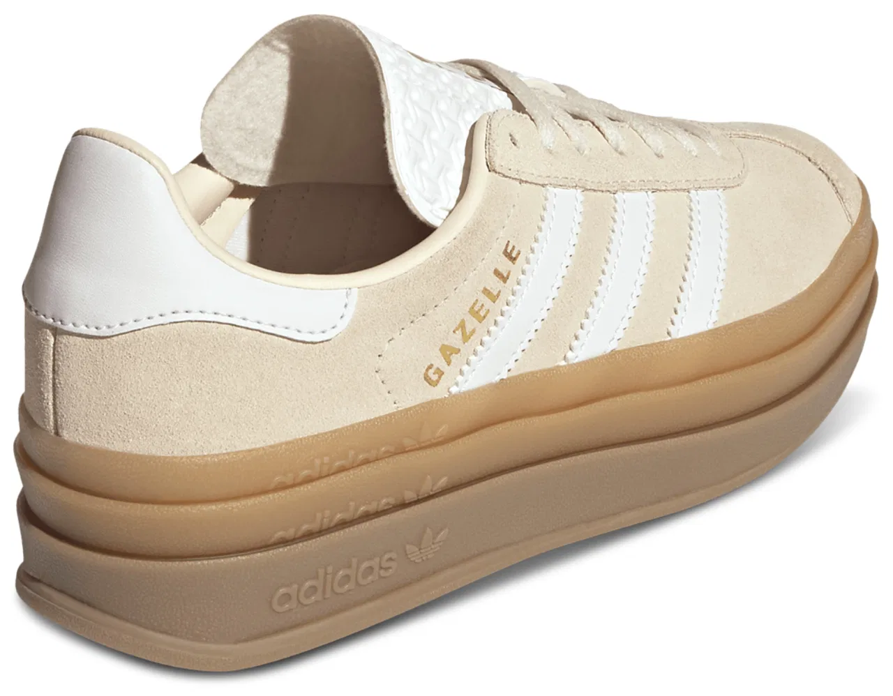 Кеды для девочек Gazelle Bold Adidas, цвет White/Wonder White/Gold Metallic — фото 3
