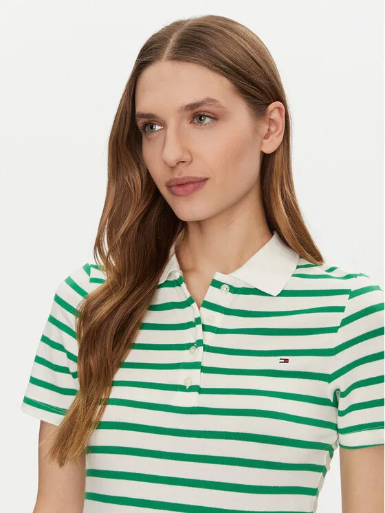 Поло slim fit Tommy Hilfiger, зеленый — фото 4
