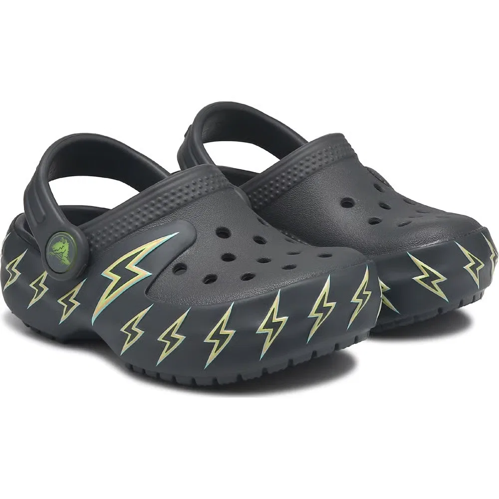 Детские классические светящиеся сабо с графическим рисунком для малышей Crocs, Carbon Grey