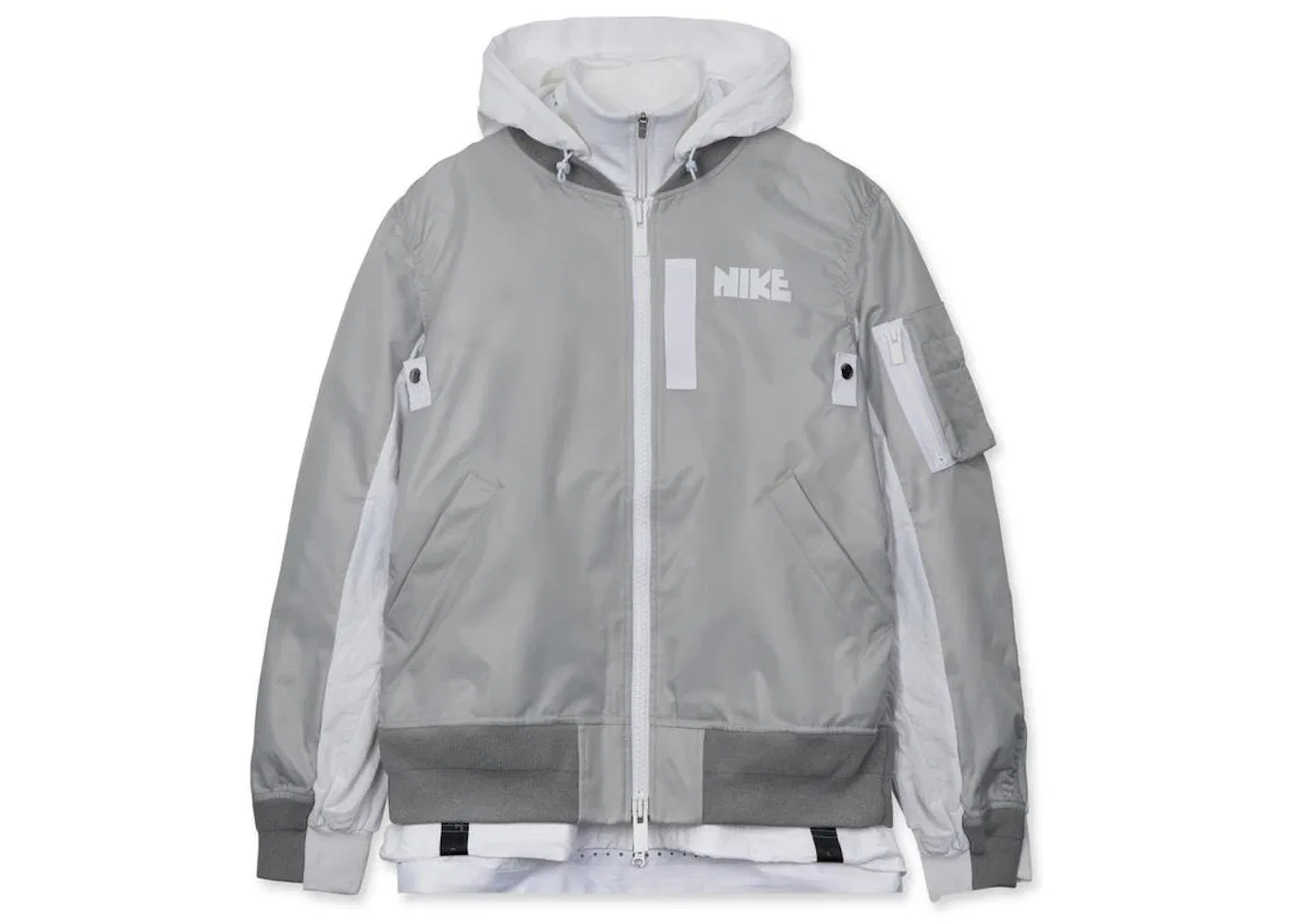Женская куртка-бомбер с многослойным дизайном Layered Bomber Jacket Nike, Grey Fog