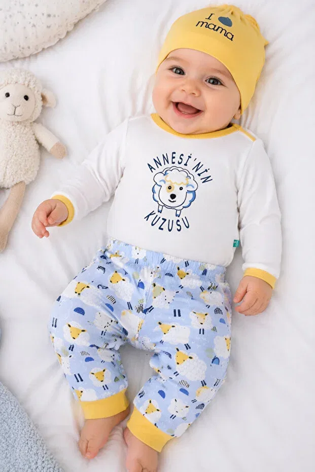 Детский комплект для новорожденных хлопковый Mother's Lamb Babyhola, Blue