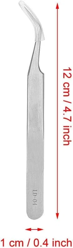 Пинцет для наращивания ресниц из нержавеющей стали, изогнутый, Silver Generic — фото 4