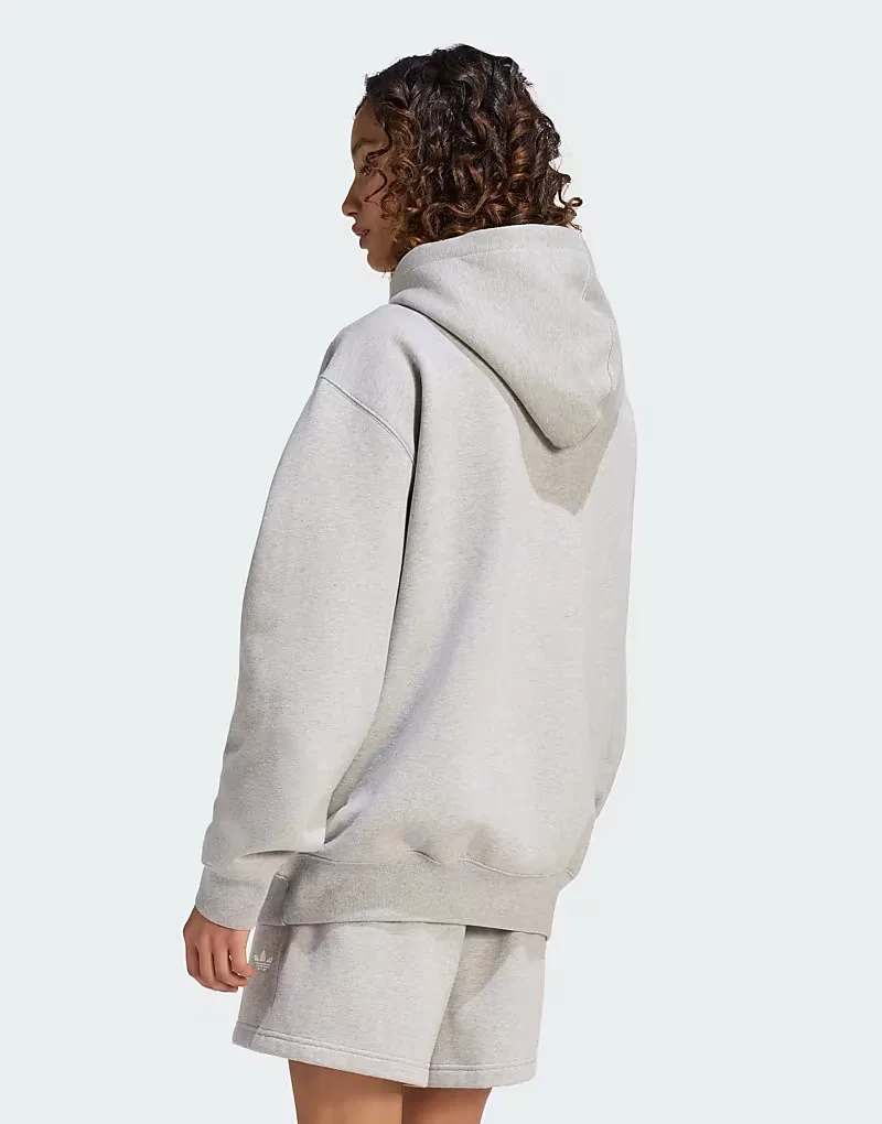 Толстовка Adidas Originals Essentials оверсайз из флиса, средне-серый меланж — фото 3