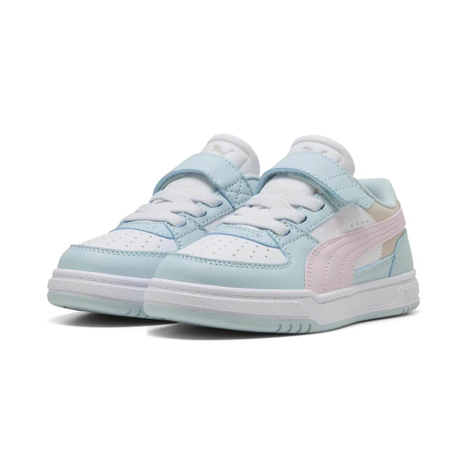 Детские кроссовки для девочек с принтом PUMA Sneakers Caven III Block PUMA, Aqua Glow Powder Pink White Blue