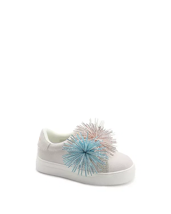 Детские кроссовки для девочек с бахромой Mini Laney Fringed Leather Sneakers Kurt Geiger London, белый