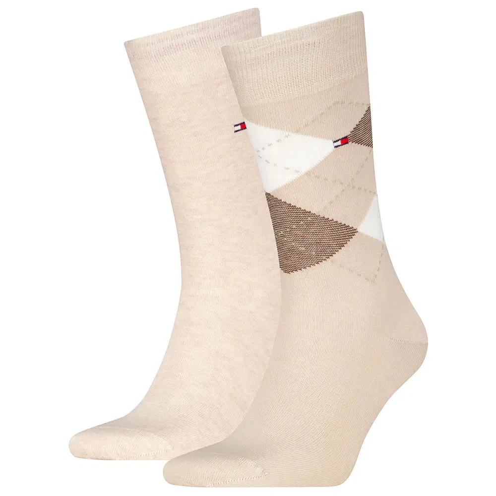 Мужские носки с принтом Check 2 пары Tommy hilfiger, Beige