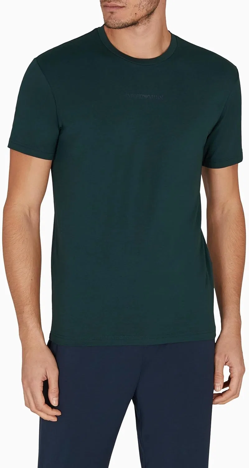 Мужская облегающая футболка с логотипом Emporio Armani, Pine — фото 4