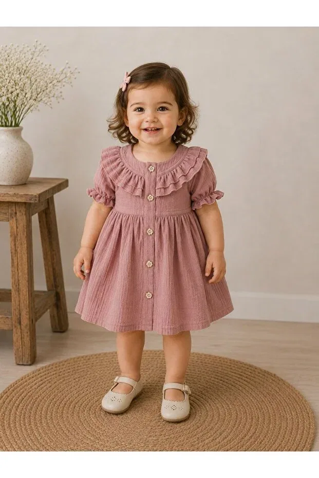 Детское платье для девочек с коротким рукавом Gokcheco, Pink