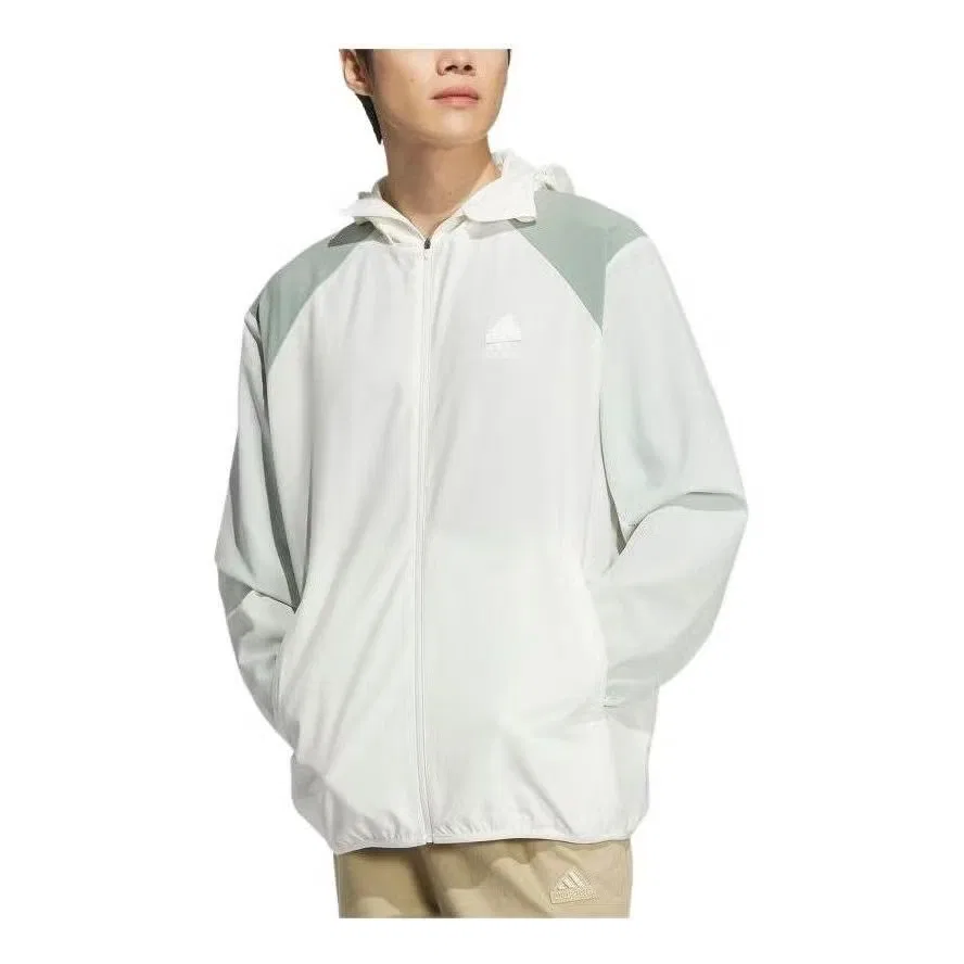 Куртка с блоком цветов Woven UPF Colorblocked Asia Sizing Adidas, белый/бирюзовый