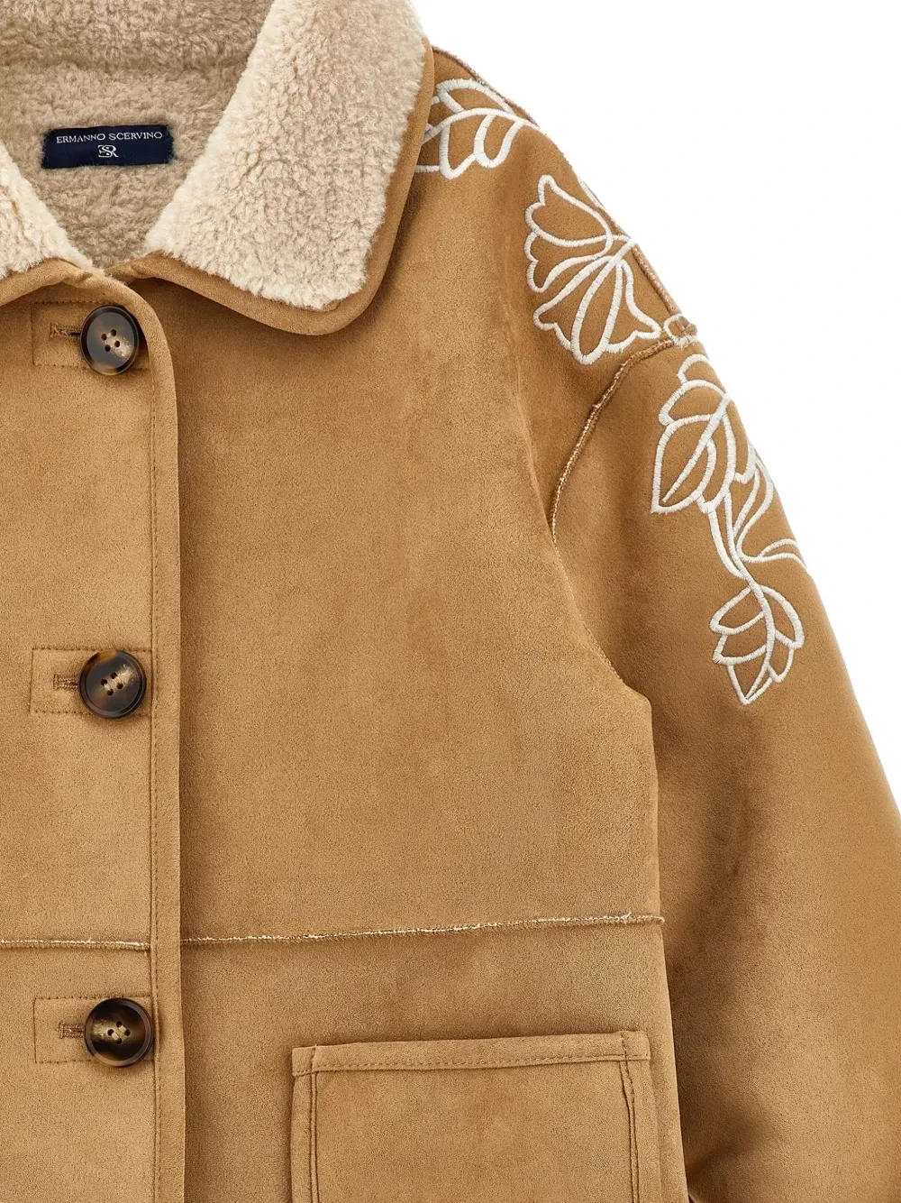 Жакет с цветочной вышивкой Ermanno Scervino Junior, бежевый — фото 3