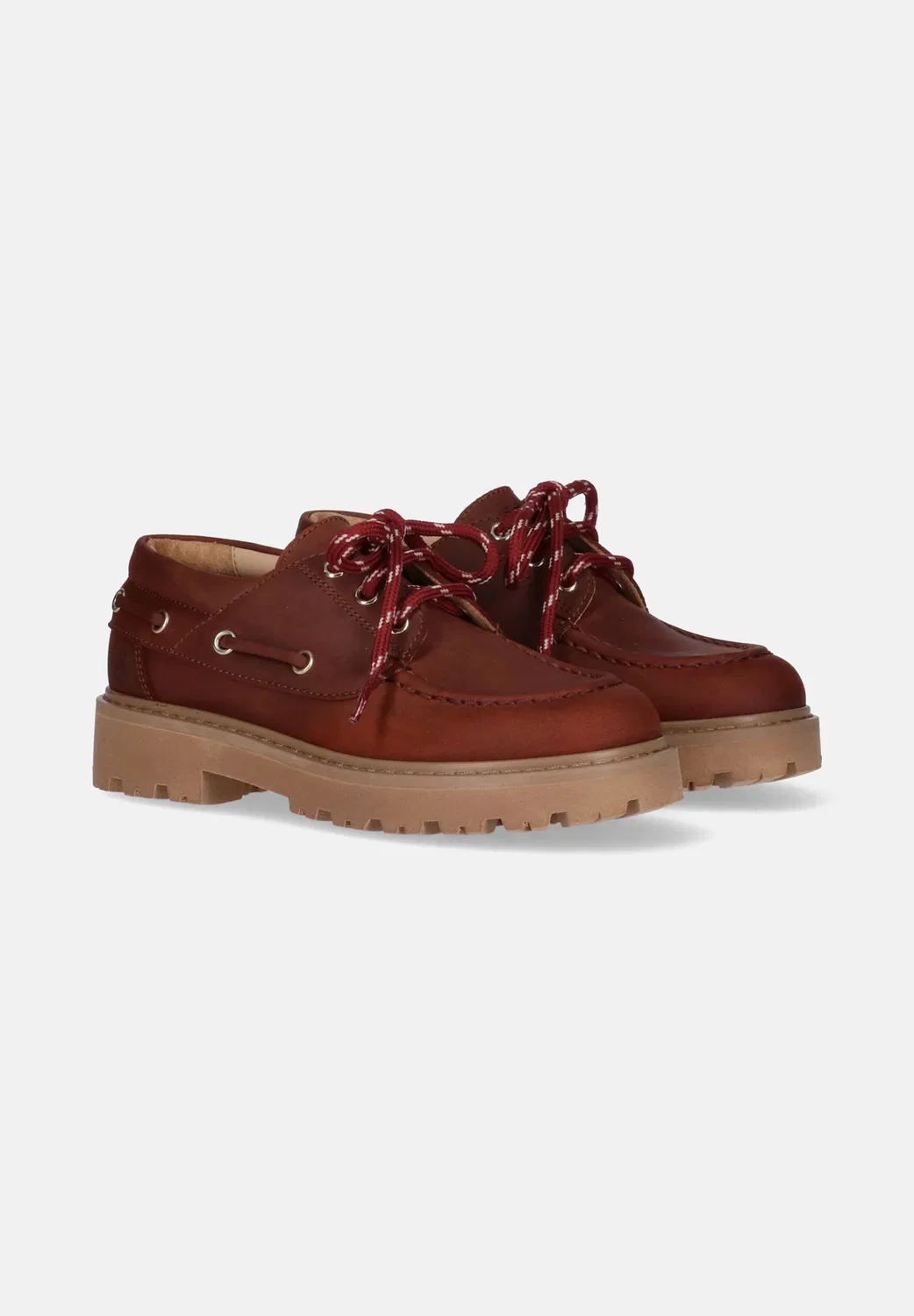 Scarpe da bambina con suola carrarmato e lacci colorati - топсайдеры Morelli, Marrone — фото 2