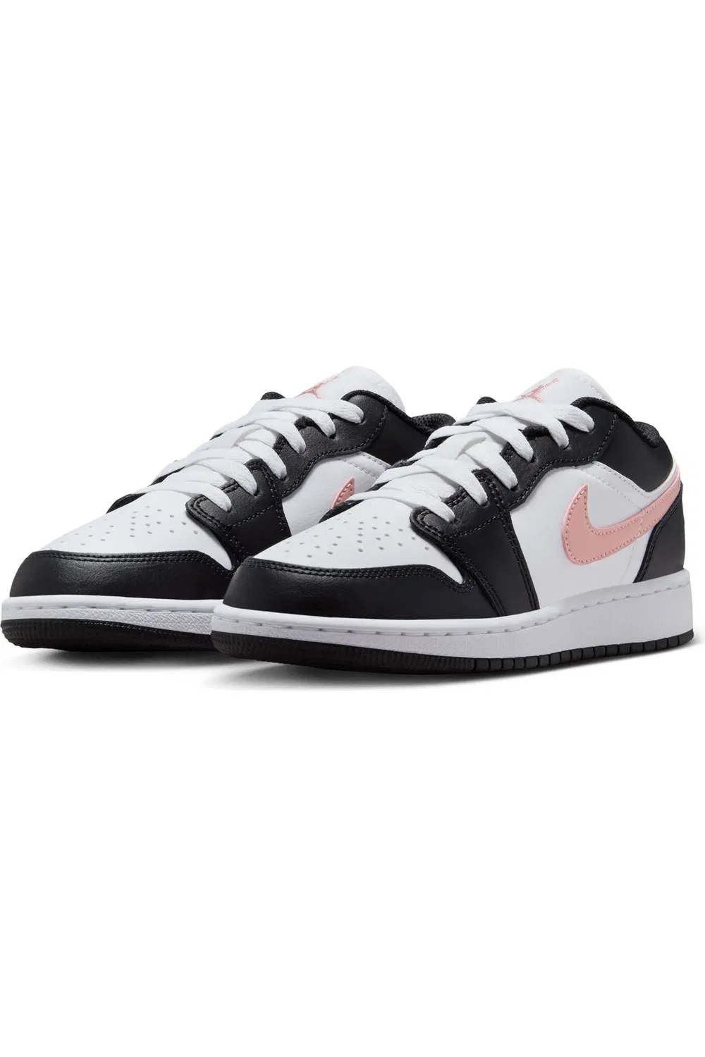 Детские кроссовки баскетбольные с амортизацией Air Jordan 1 Low Jordan, белый/черный/ржаво-розовый