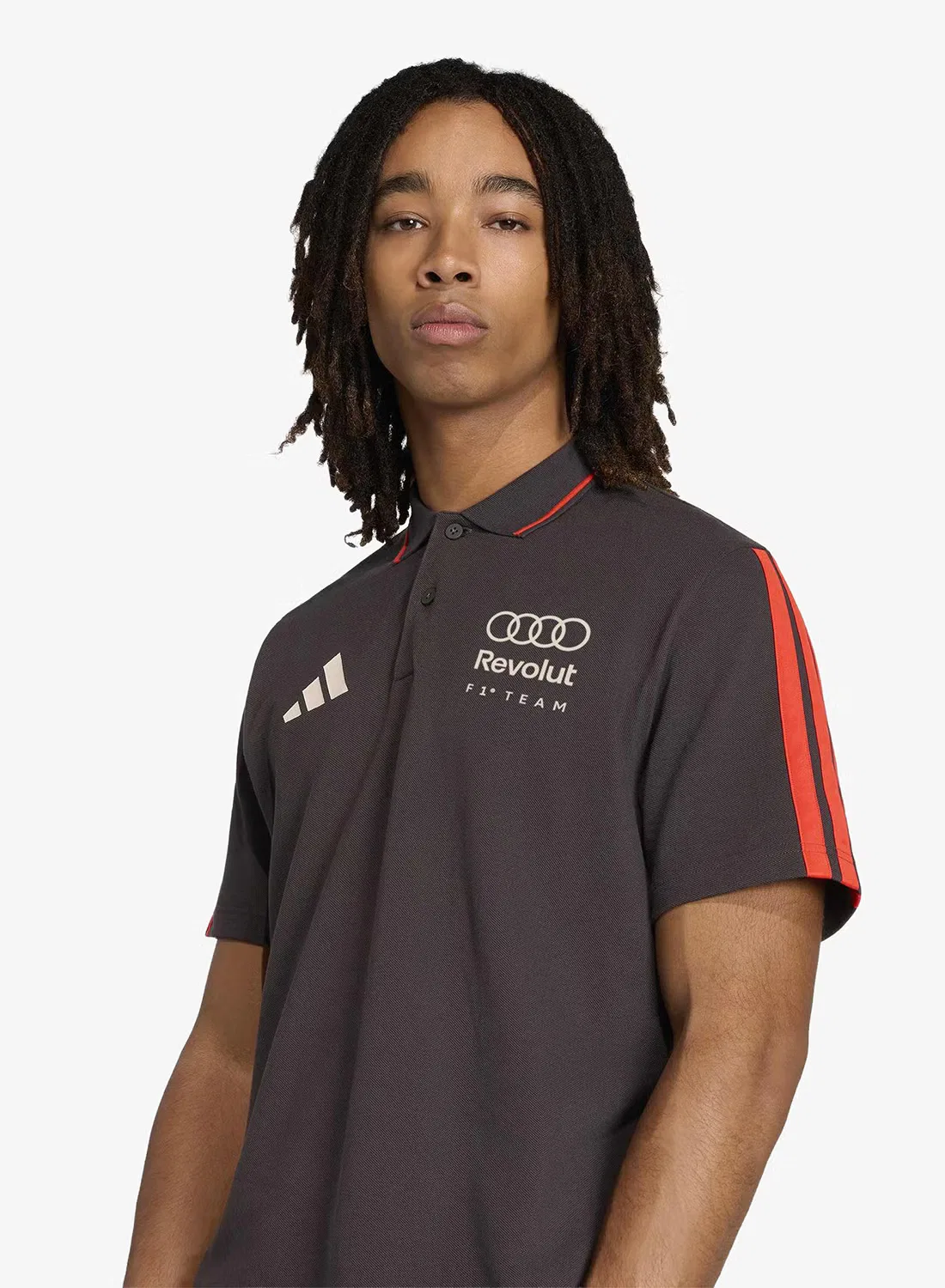 Поло классическое с логотипом Adidas, черный — фото 3