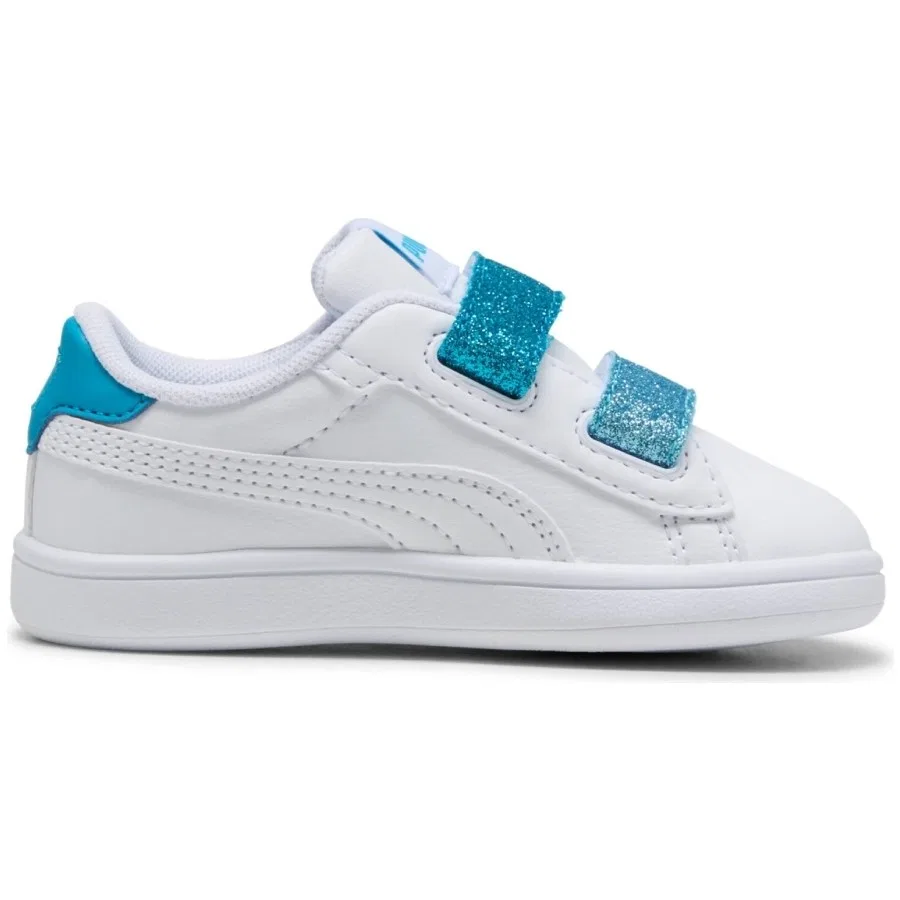 Детские спортивные туфли с блестками Smash 3.0 L Glitter Velcro V Inf Puma, Белый — фото 2