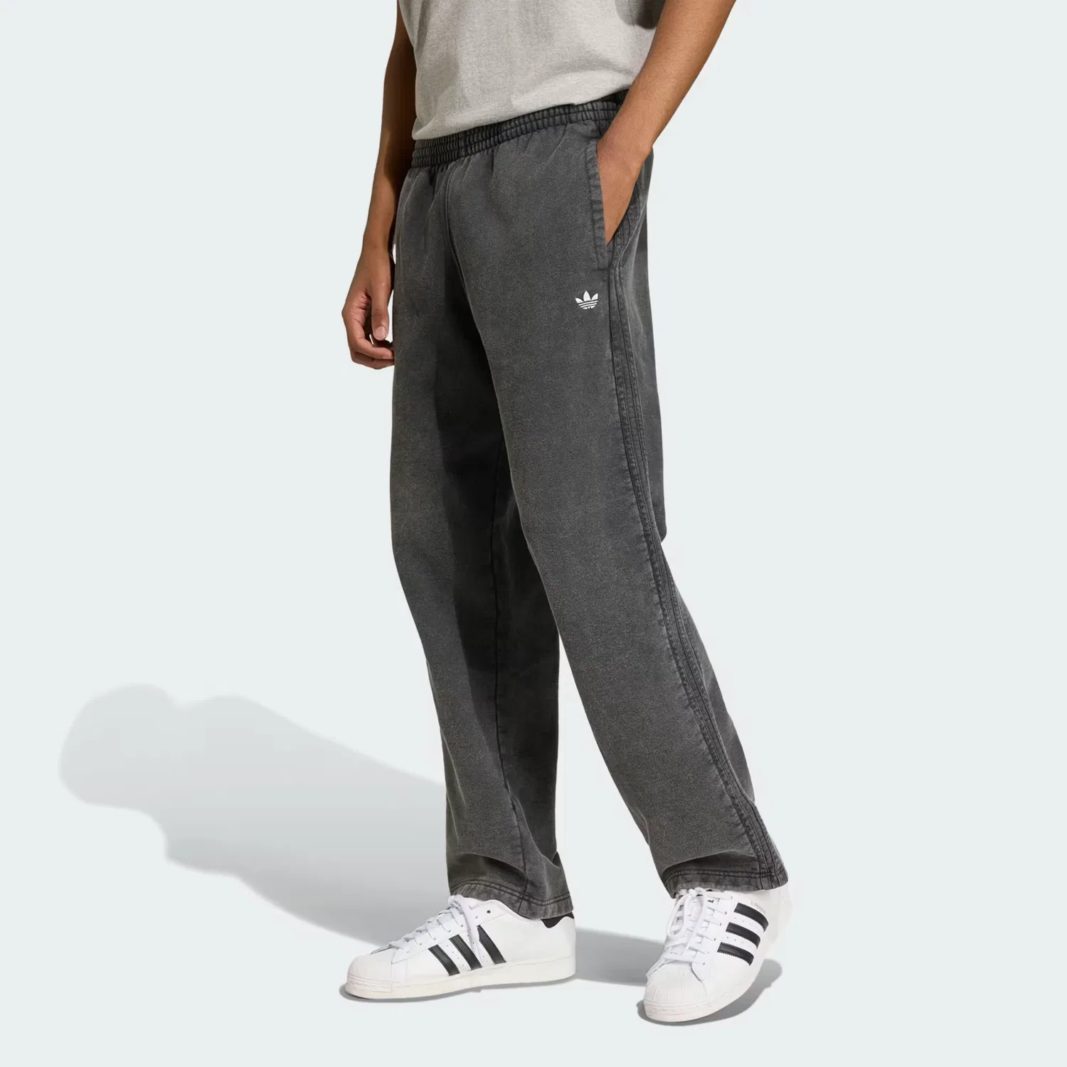 Мужские спортивные штаны свободного кроя из флиса Trefoil Essentials Adidas Originals, черный