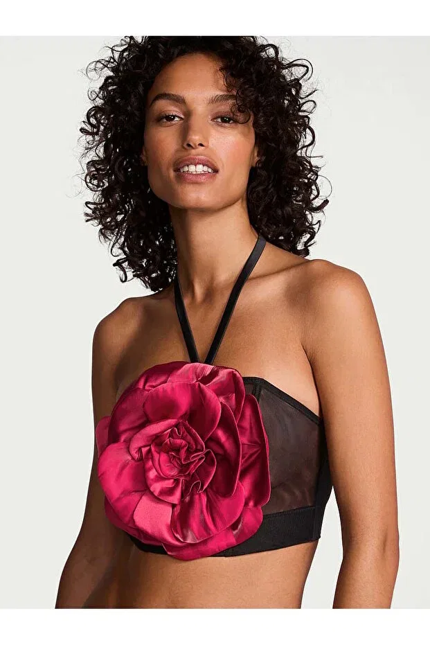 Женское бюстье без косточек на тонких бретелях с принтом Blooming Rose Victoria'S Secret, Black