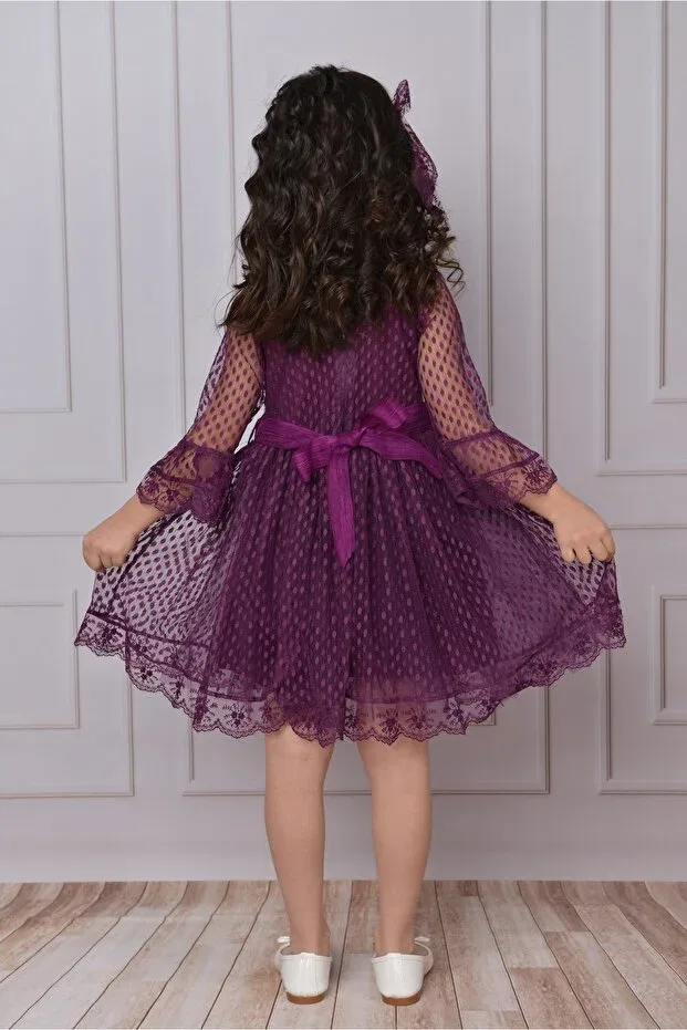 Детское платье для девочек кружевное Delfini Kids, Purple — фото 2