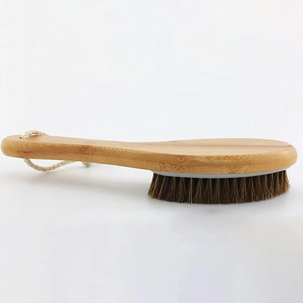 Щетка для тела с натуральной конской щетиной, Bamboo, 2 шт., 9.8 x 2.8 дюйма, Black Generic — фото 4