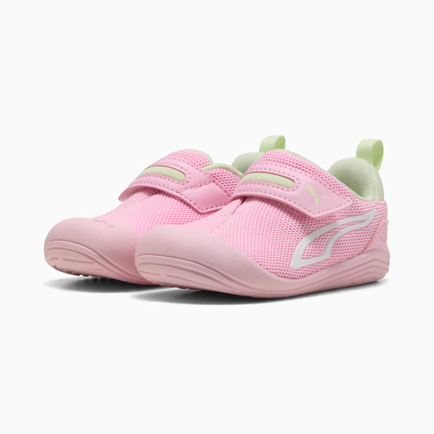 Удобные кроссовки для малышей Kitten Mesh Puma, Pink Shimmer-Puma White-Apple Spritz — фото 2