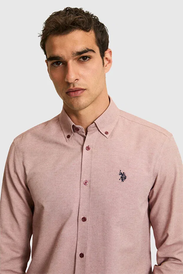 Мужская рубашка с длинным рукавом Basics U.S. Polo Assn., Cherry — фото 2