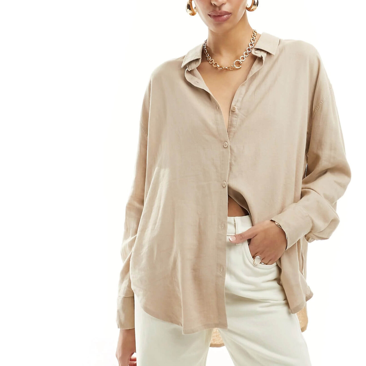 

Рубашка Cotton On Relaxed Oversized, бежевый