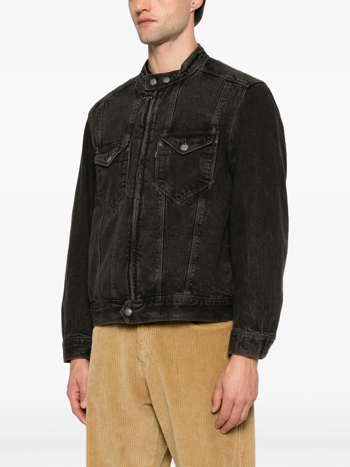 Джинсовая куртка черная с эффектом потертости Levi's, черный — фото 4