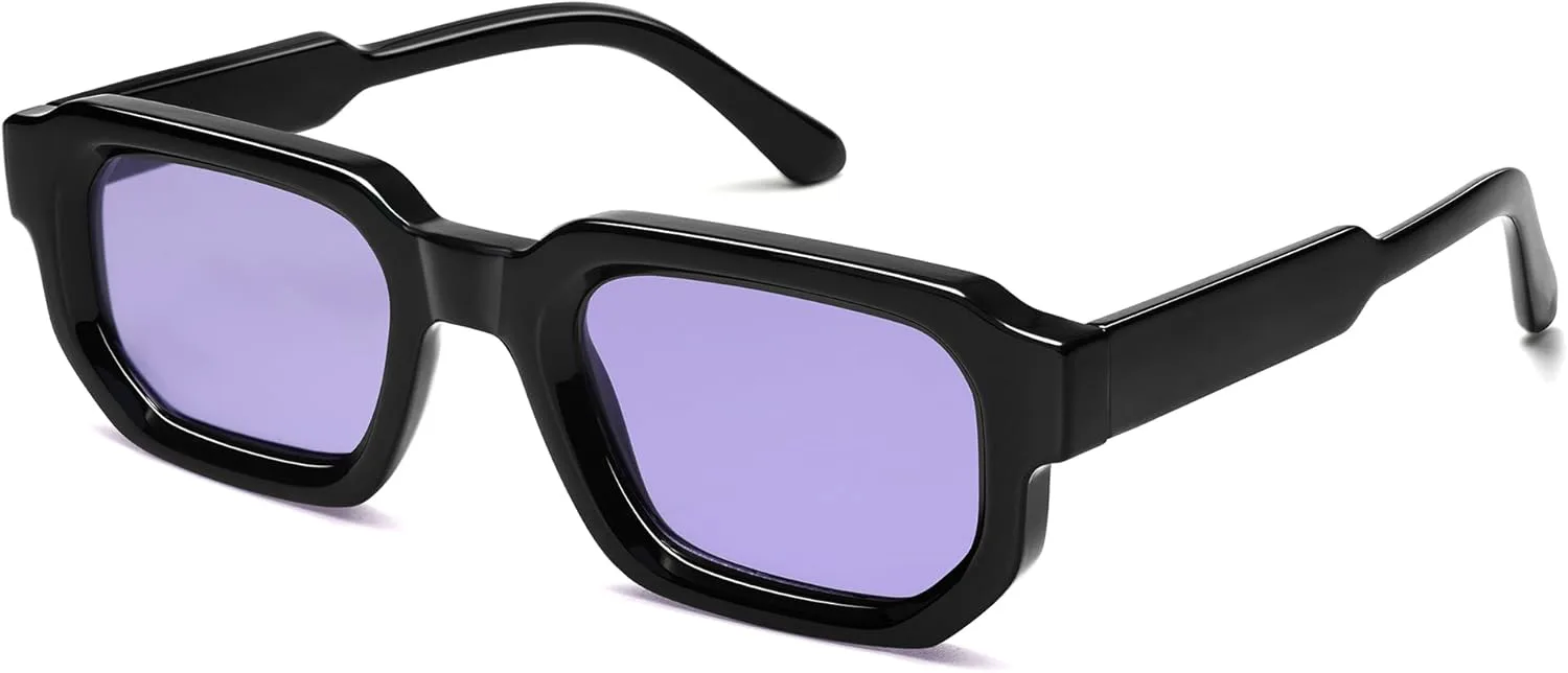 

Солнцезащитные очки VANLINKER Retro Small Chunky Rectangle для мужчин и женщин, винтажные, модные, квадратные, толстые, модель VL9823, C18-purple Lens/Black Frame