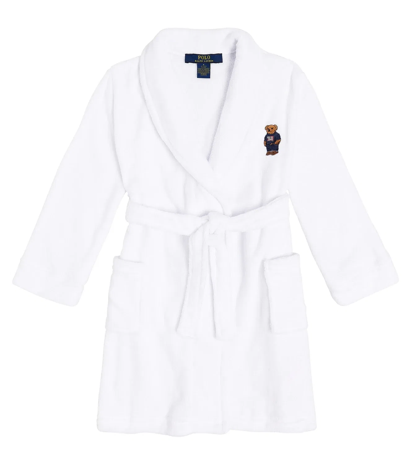 Халат махровый с логотипом Polo Ralph Lauren Kids, белый