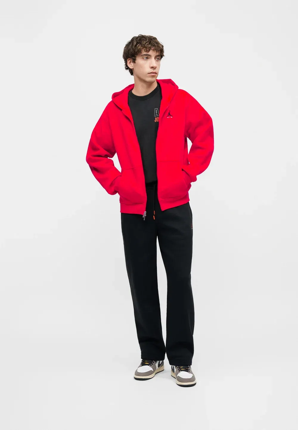 M j brk st fz bb - толстовка на молнии Jordan, University Red/Black — фото 2