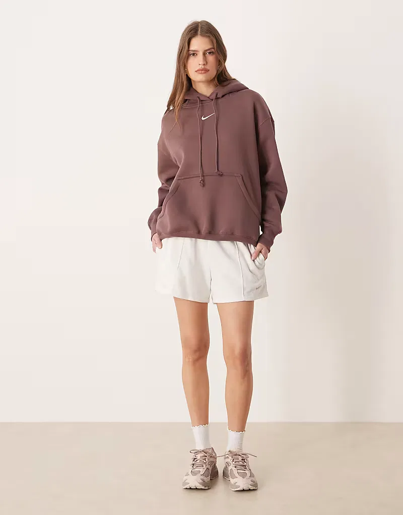 Толстовка Nike Phoenix Fleece оверсайз, коричневый — фото 4