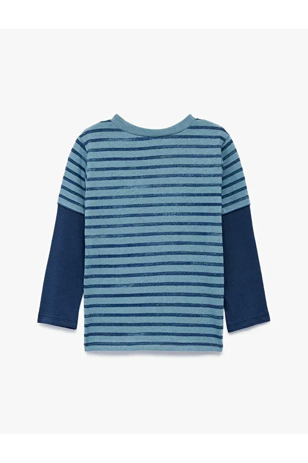 Детская футболка с длинным рукавом с принтом Koton, Blue Striped — фото 2