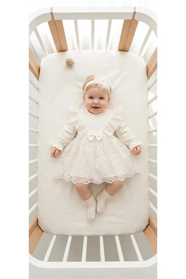 Детское платье для девочек с длинным рукавом Miniday Baby, Ecru