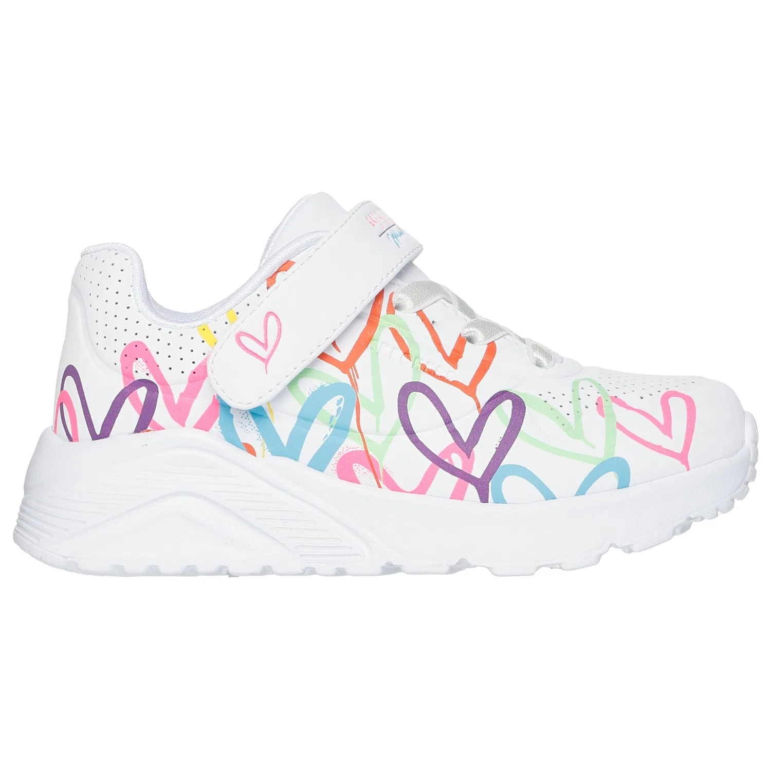 Детские кроссовки на липучке с сердечками Skechers, White — фото 4