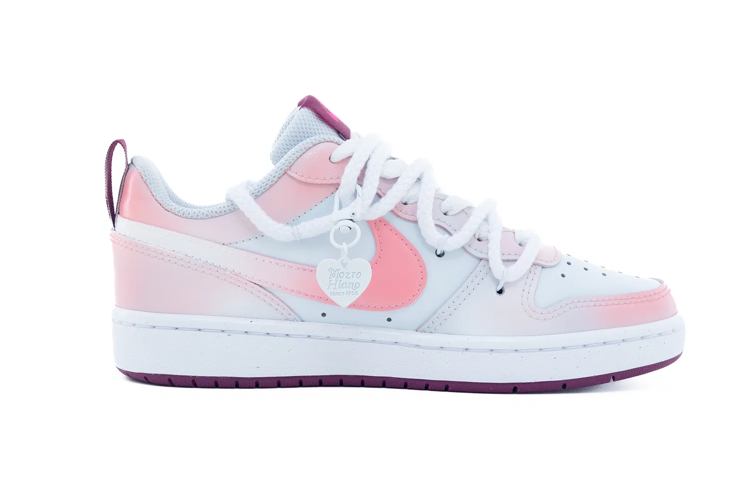 Детские кроссовки для скейтбординга с кожаным верхом Court Borough2 Nike, Pink White — фото 3
