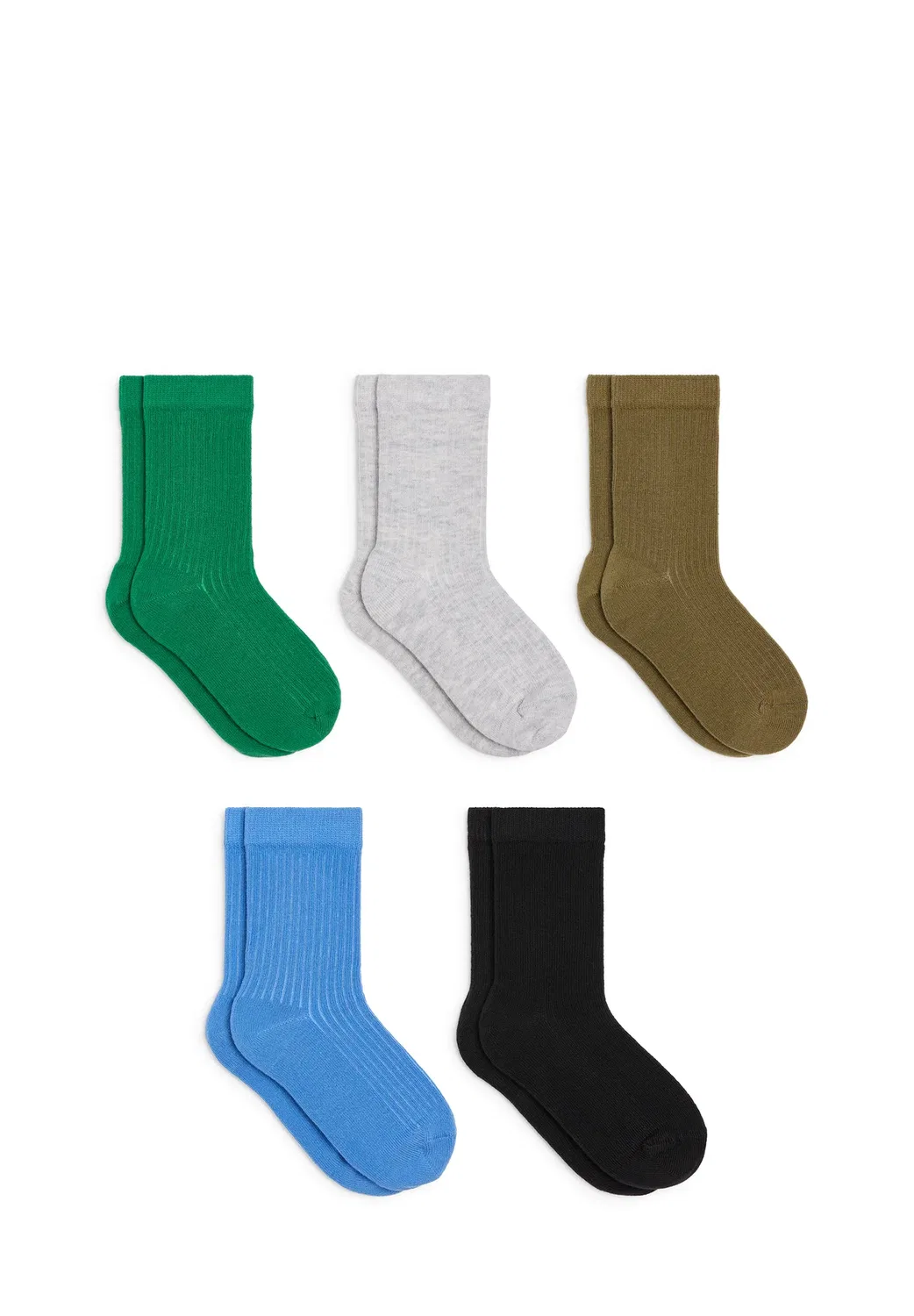 Вязаные носки в рубчик, 5 пар, унисекс - носки Arket, Green