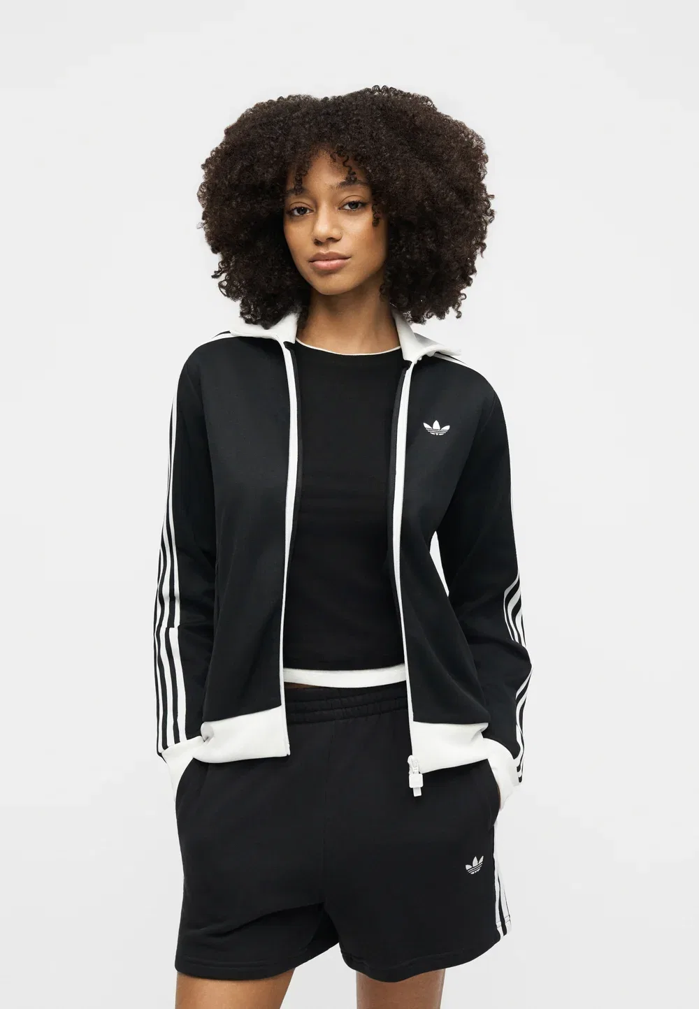 Классическая толстовка на молнии Adidas Originals, Black/White — фото 4